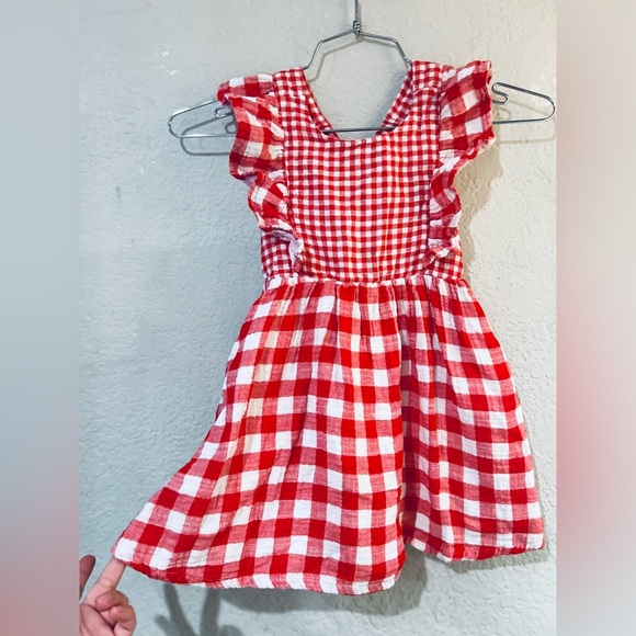 Cat & Jack Red and White Flutter Sleeve Sundress 100% cotton has pockets size 5T - Picture 1 of 6